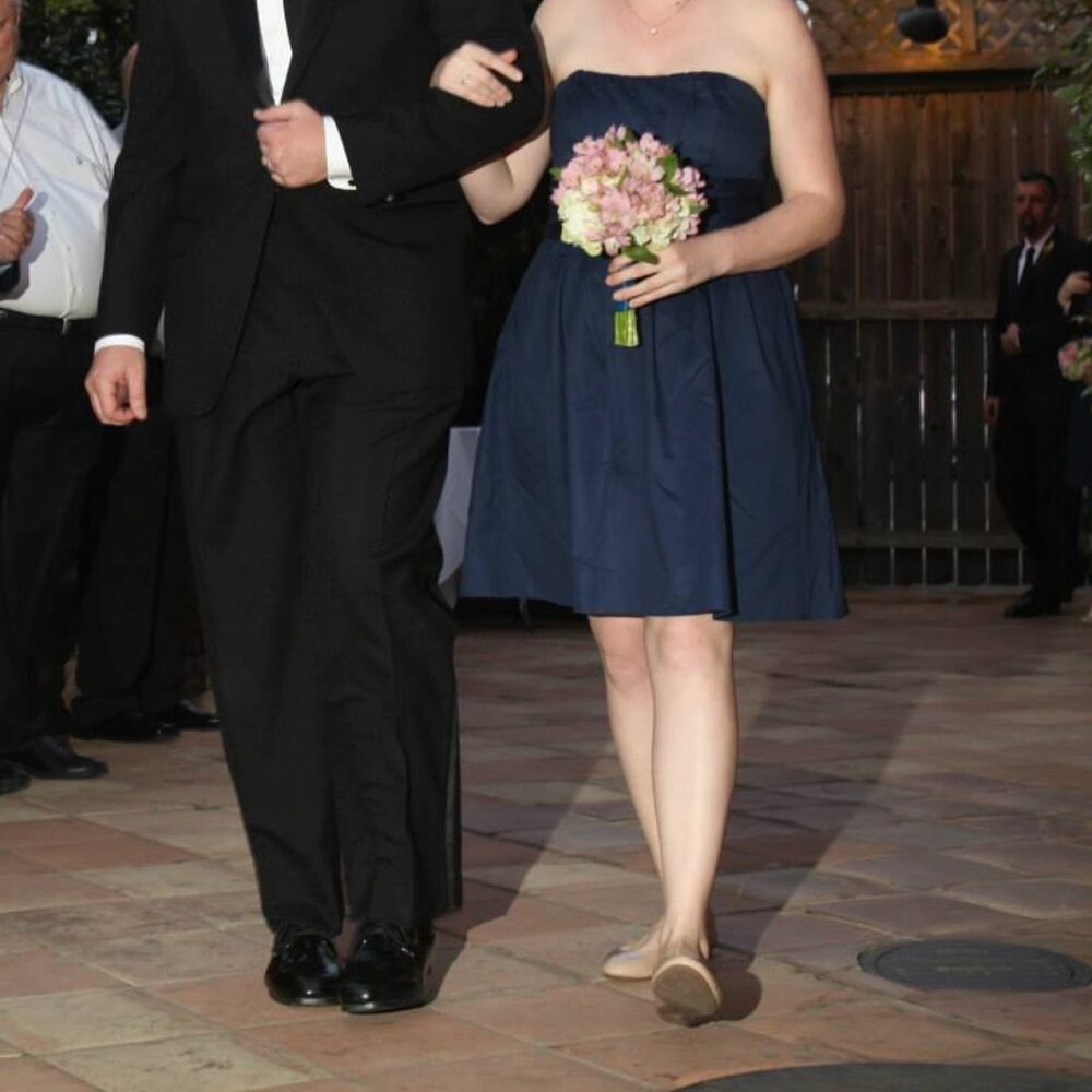 Navy blue strapless dress